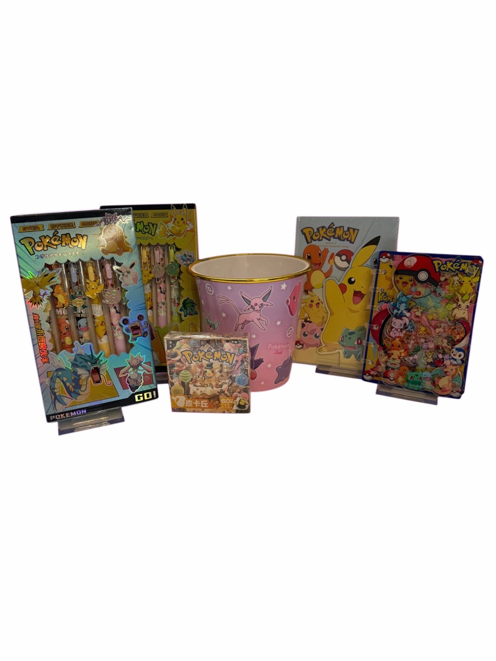 Pokémon Stationery Bundle Pikachu Eevee Pens Notebook Desk Trash Bin